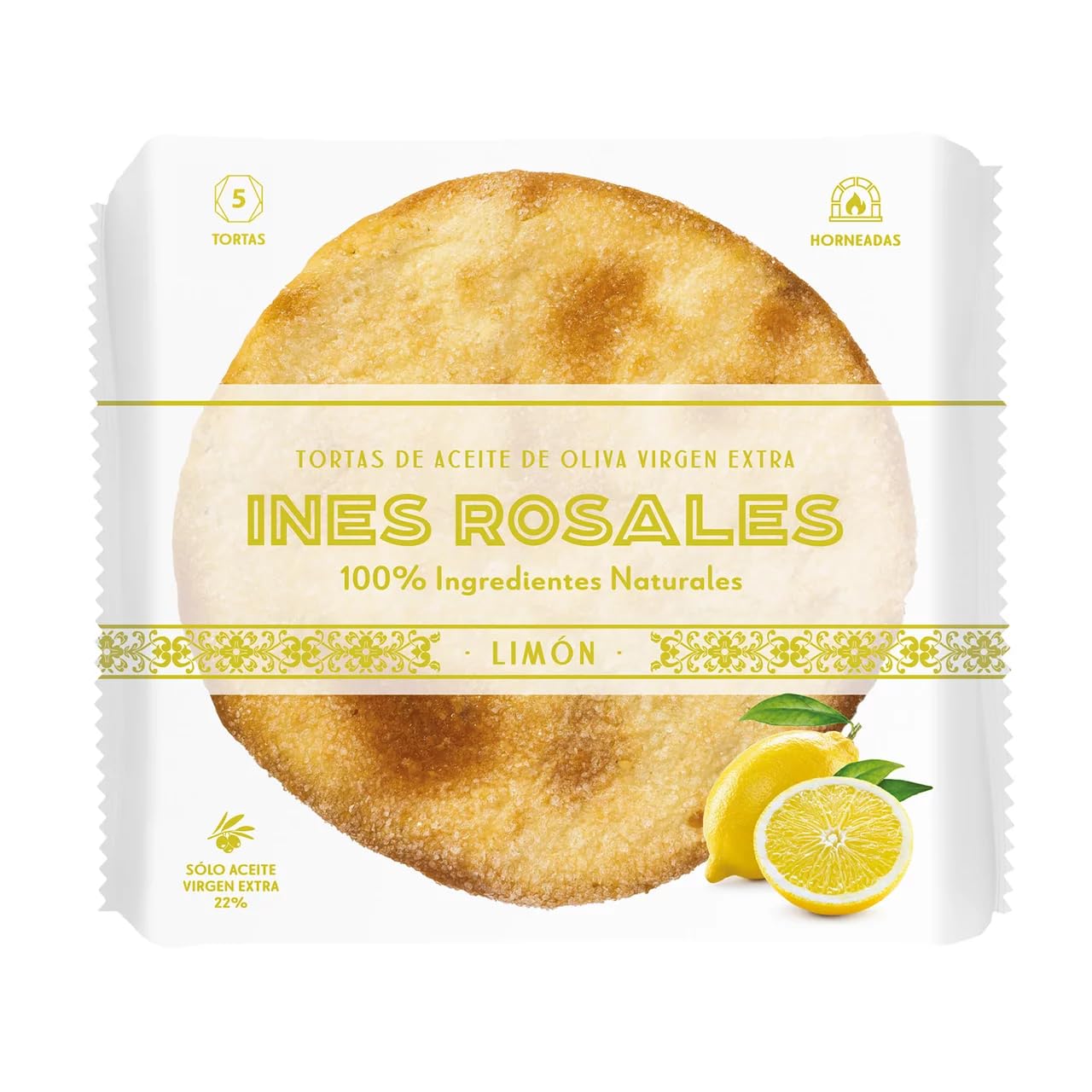 INÉS ROSALES Olivenöl-Küchlein mit nativem Olivenöl extra und Zitrone 5 Stück 150 g. 3er Pack