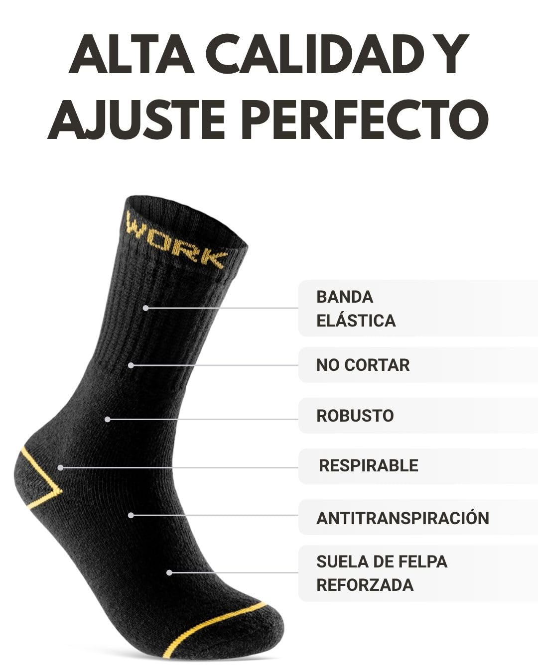 sockenkauf24 10 o 20 Pares Calcetines de Trabajo Cortos Hombre Reforzados Algodón WORK