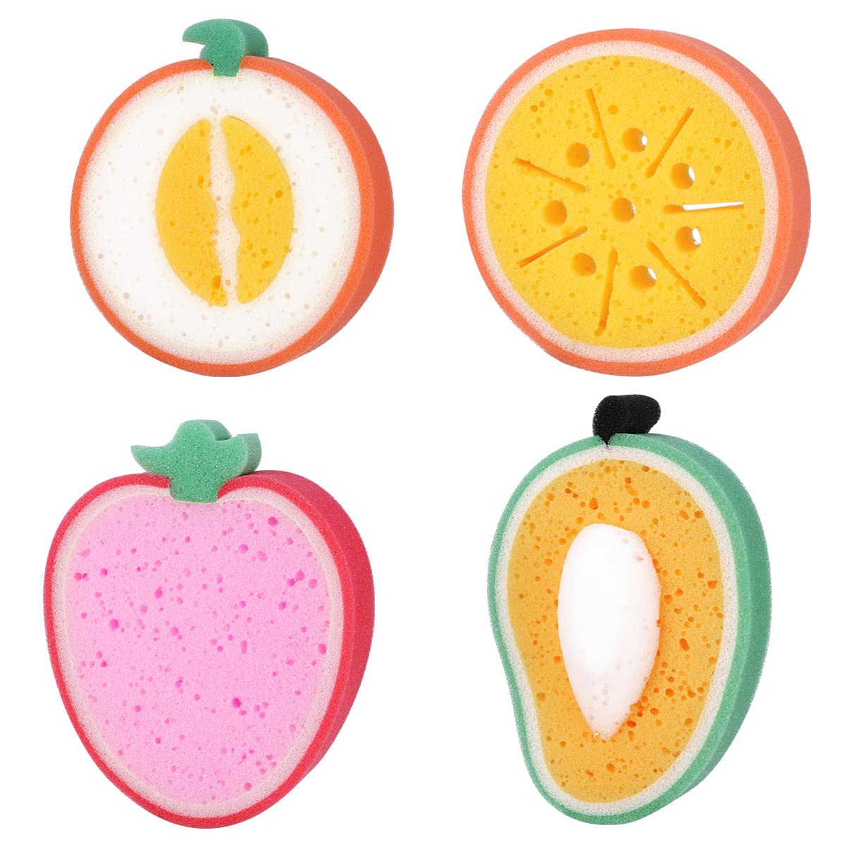 Baby Bath Shower Sponge, Cute Fruit Shaped Bath Sponges, Soft Bath Sponges for Baby, Bathing Tools for Kids 4pcs