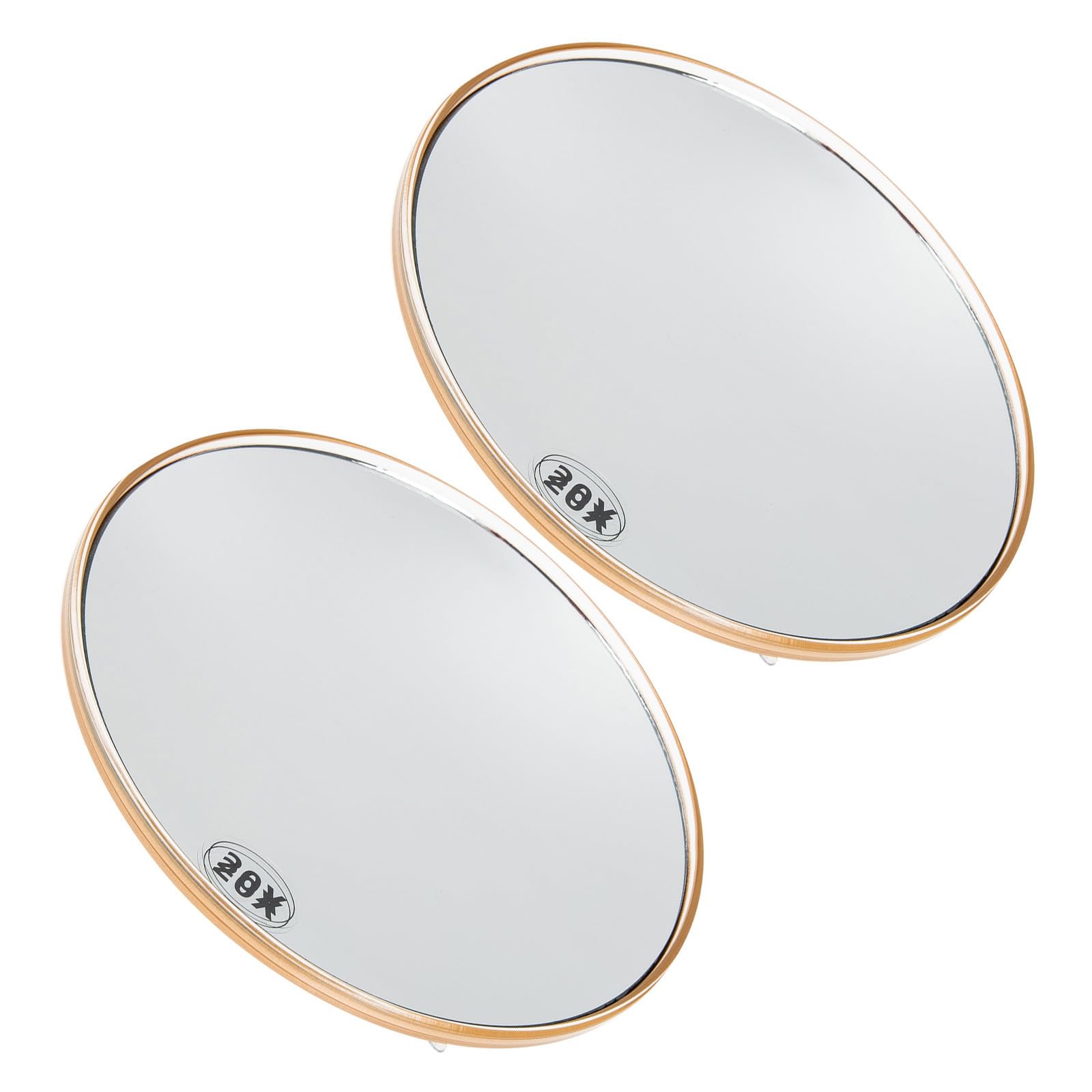 CALLARON 2 Piezas Espejo de Maquillaje Ventosa Dorado 20x Aumento Acrílico para Baño y Uso en Casa, Compacto y Fácil de Instalar