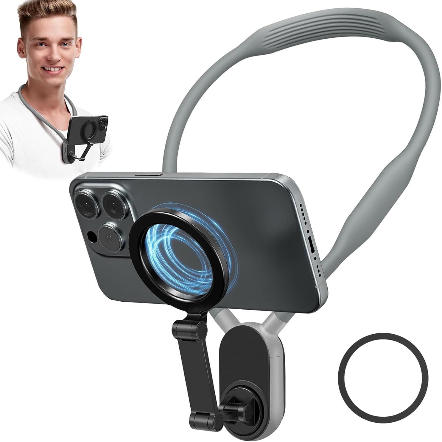 Neck Phone Holder, Cell Phone Holder Around Neck POV/Vlog Selfie Mount Hand Free Phones