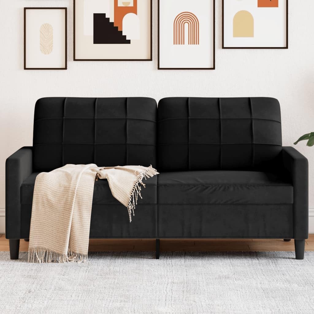 vidaXL Sofá de 2 plazas Terciopelo Negro 140 cm, sofá, loveseat, sofá de salón, sofás, sofá tapizado, Asientos de salón, sofá de 2 Personas