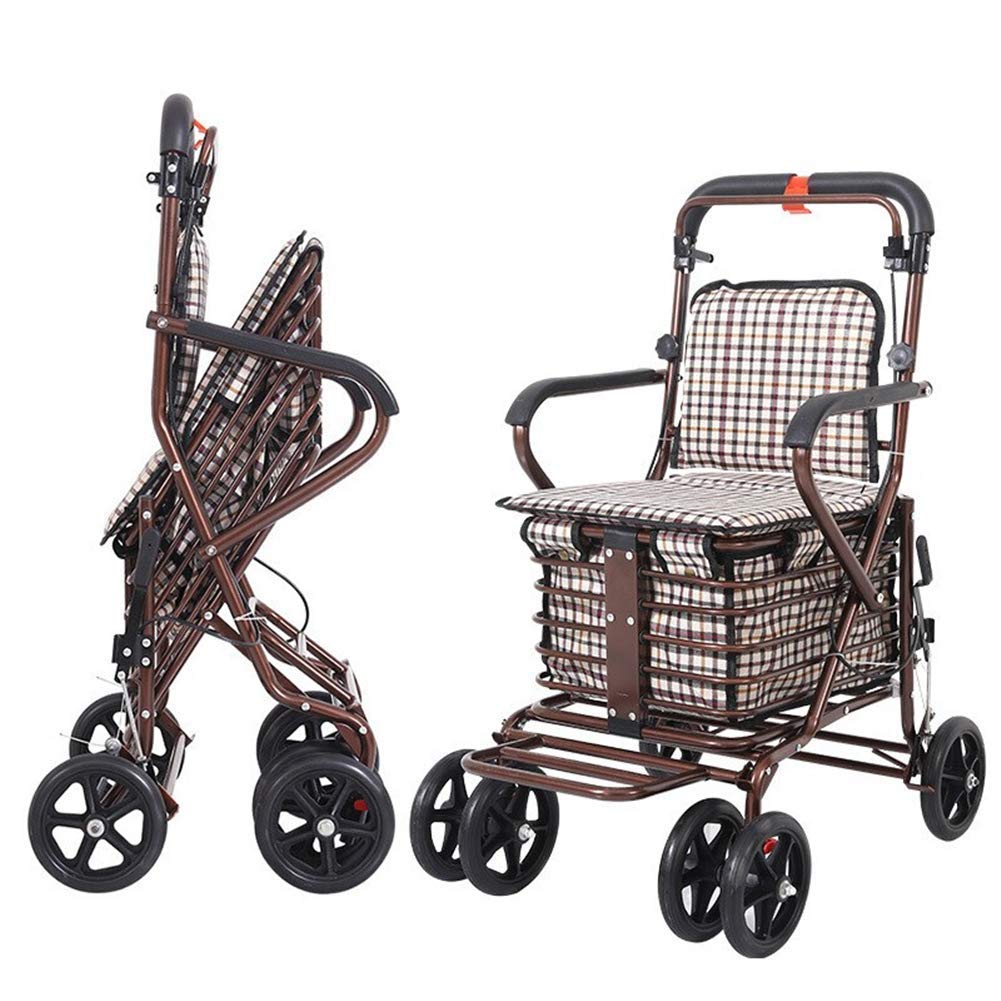 Starszy Walker, aluminiowy czterokołowy Rollator Walking Aid Lekki składany chodzik Rollator Interesting