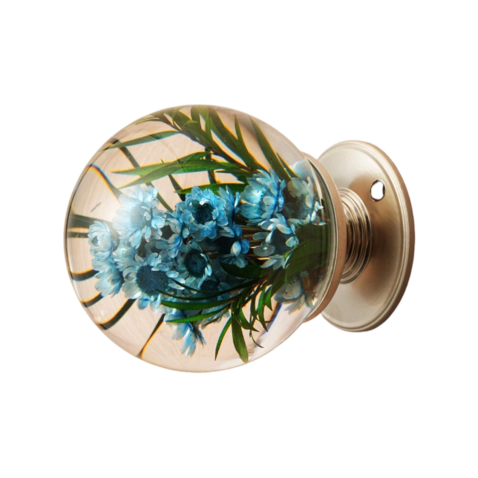 Yanwuwa Blue Chrysanthemum Unique Resin Dressers Knob Kitchen Cabinet Door Handle Wardrobe Pulls Crystal Ball Door Knob Furniture Hardware Crystal Ball Shape Wardrobe Handle