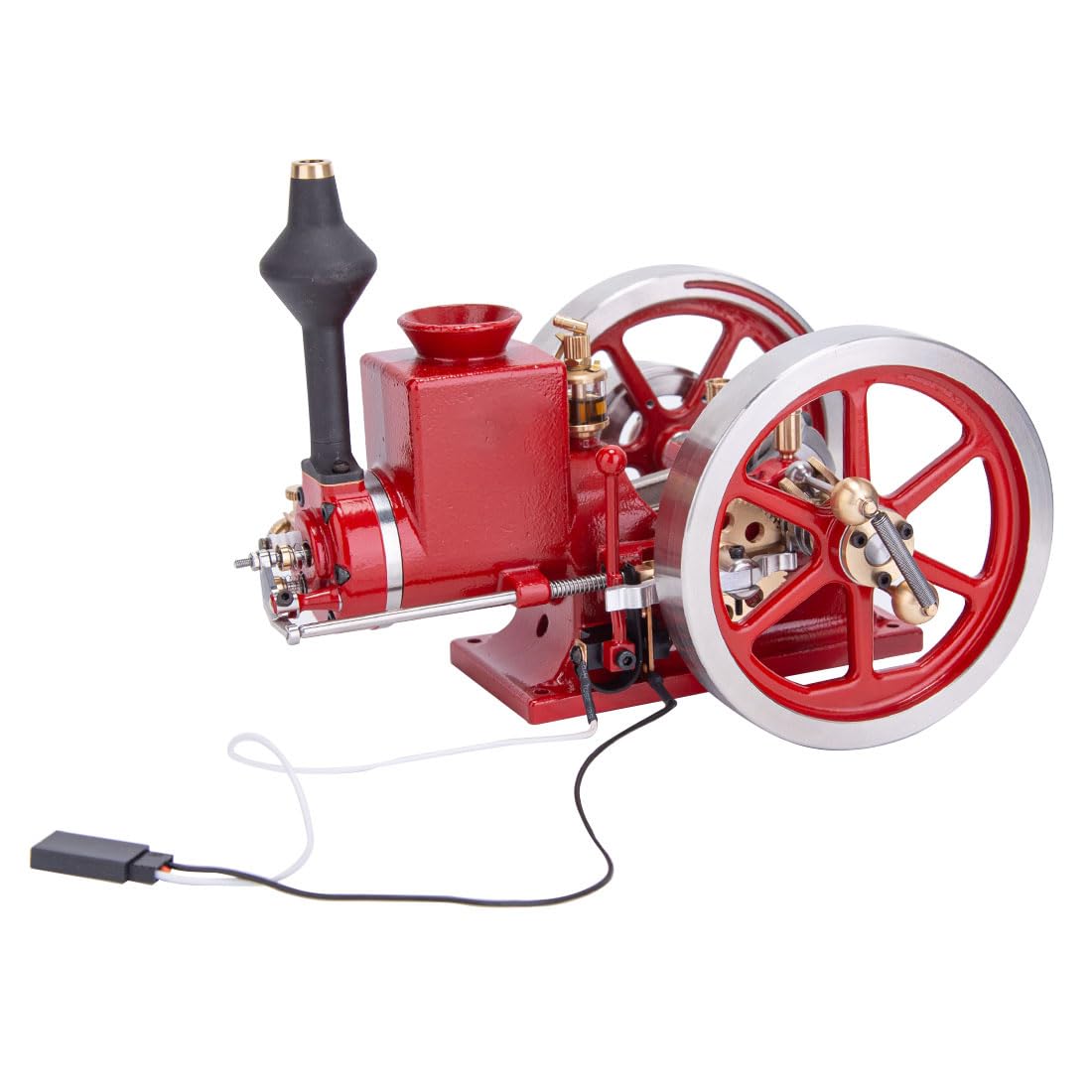 BuildCubes ENGINE HM-01 Hit and Miss Kit de Modèle de Moteur à Eessence, 7cc Horizontal Stationnaire 4-Temps Métal Moteur à Combustion Interne avec Levier de Vitesse Haute/Basse, Cadeau -KIT