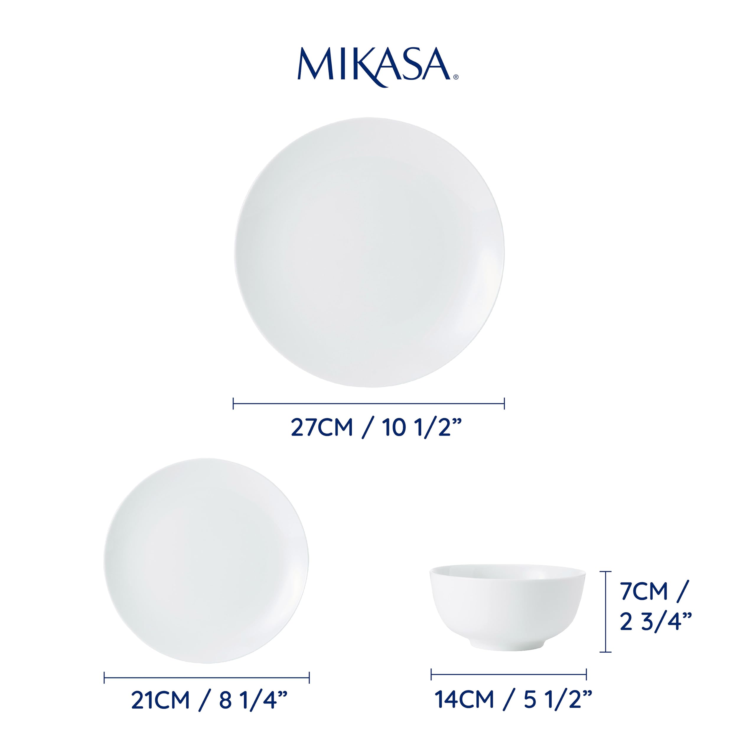 Mikasa MKCHALK12PC kreda 12-częściowy porcelanowy zestaw obiadowy, biały