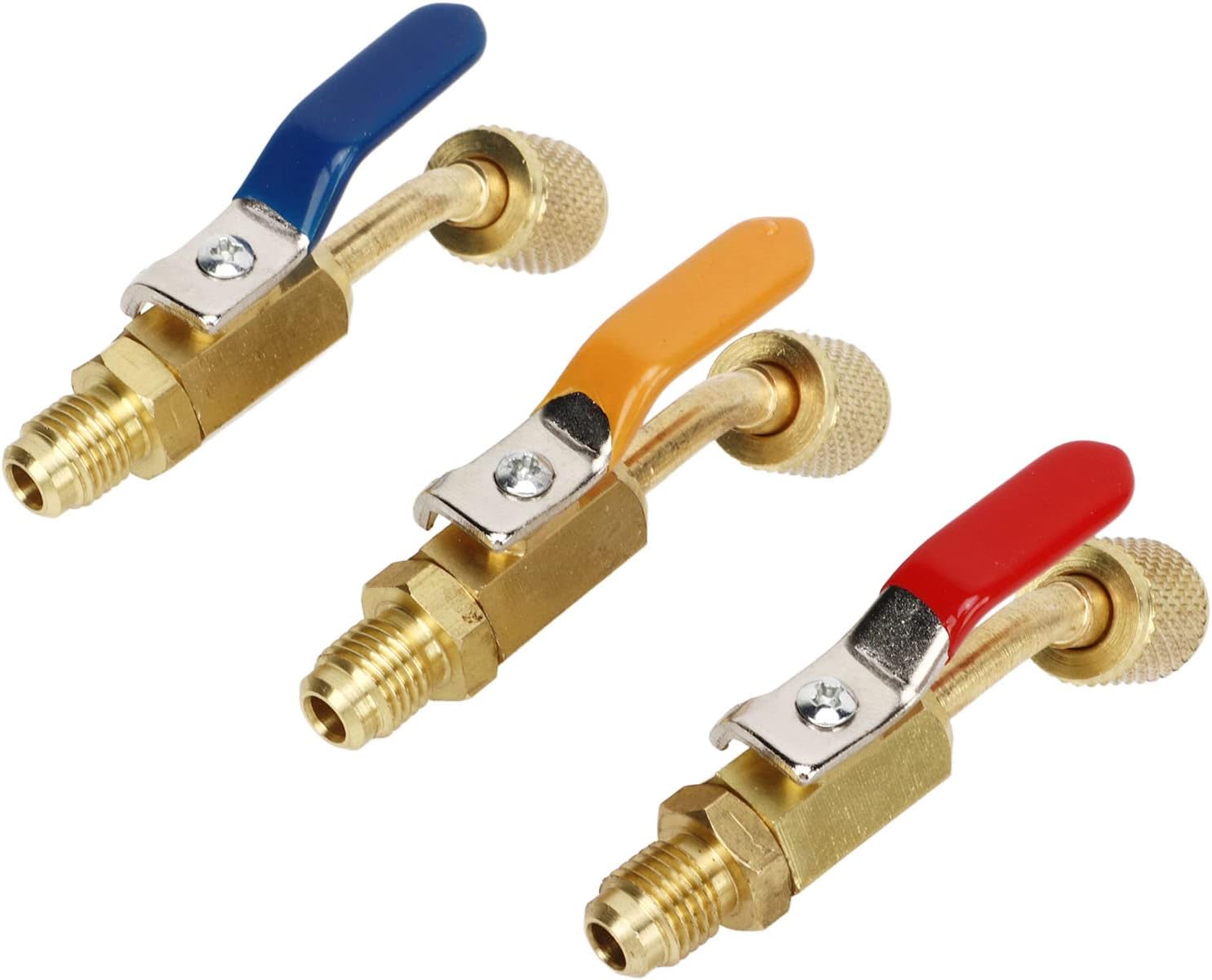 Válvula Angular Compacta para Refrigerante, 6 Piezas, 1/4" SAE, Aleación de Latón