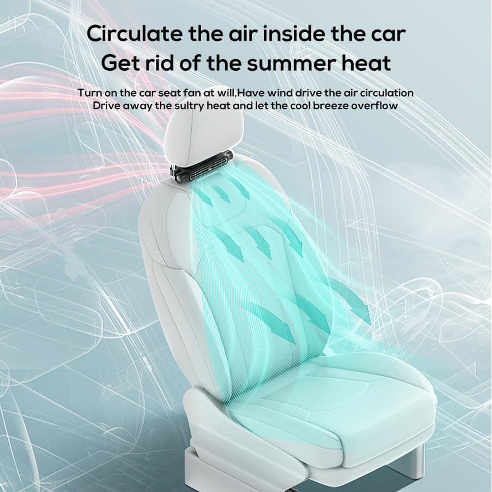 Shkalacar Ventilador de refrigeración USB para asiento de coche, 5 V, 2 A, con 3 velocidades de viento, ventilador portátil para asiento trasero de vehículo, para coche, camión, SUV (negro)