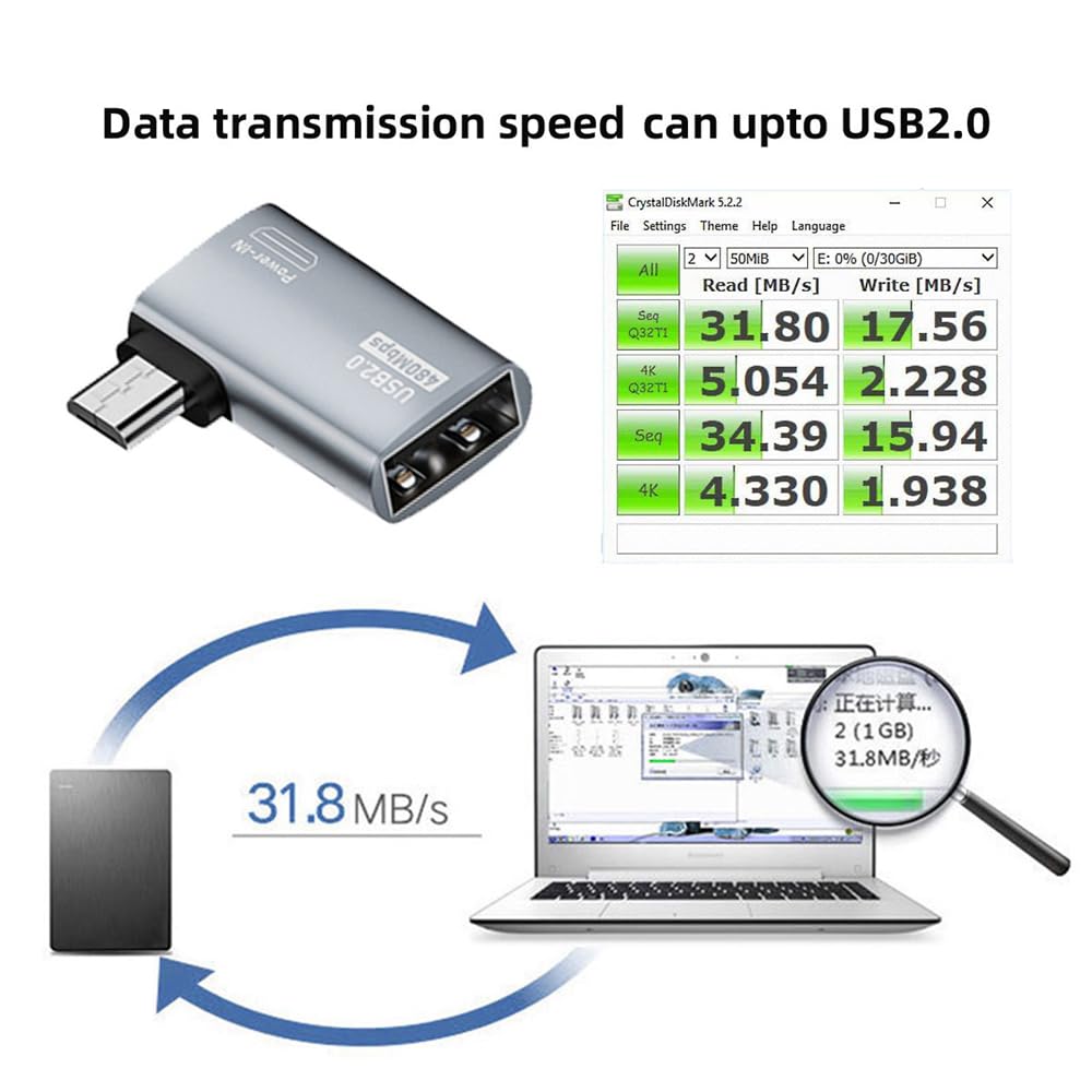 Micro USB 2.0 na typ A żeński adapter hosta OTG 90 stopni kąt prosty z zasilaniem USB do telefonu tabletu