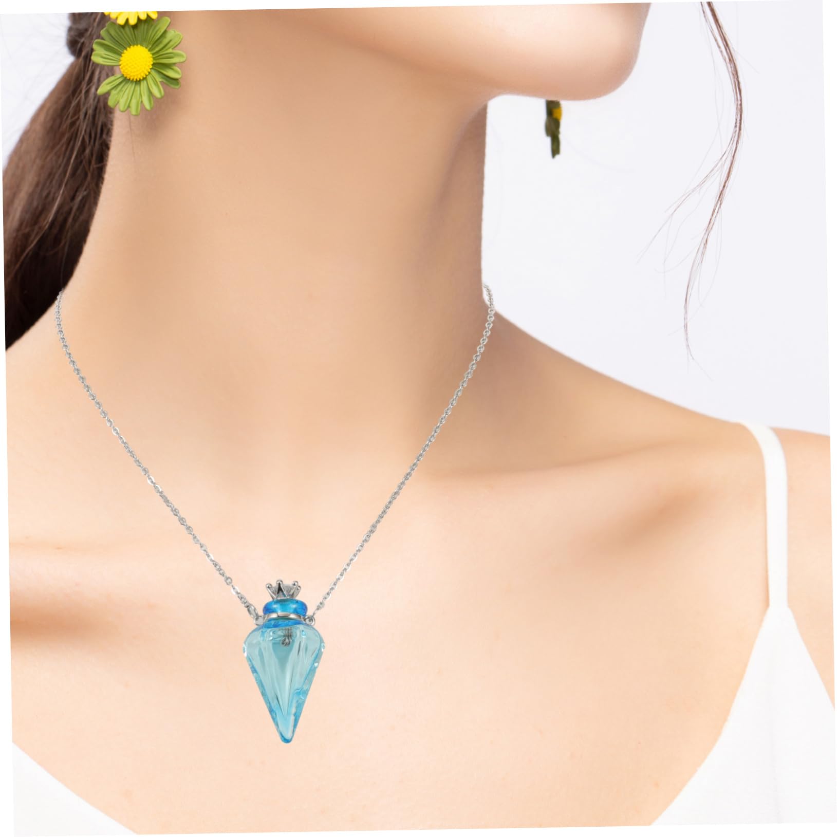 4piezas Collar Difusor De Aceites Esenciales Para Mujeres Colgante De Botella Diseño Elegante y Práctico Para Relajación y Mejora Del Sueño