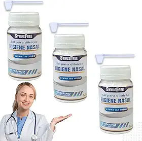 Synusfree Kit com 3un 100g Sal Lavagem Nasal Soro Fisiológico Higiene Ultrafino