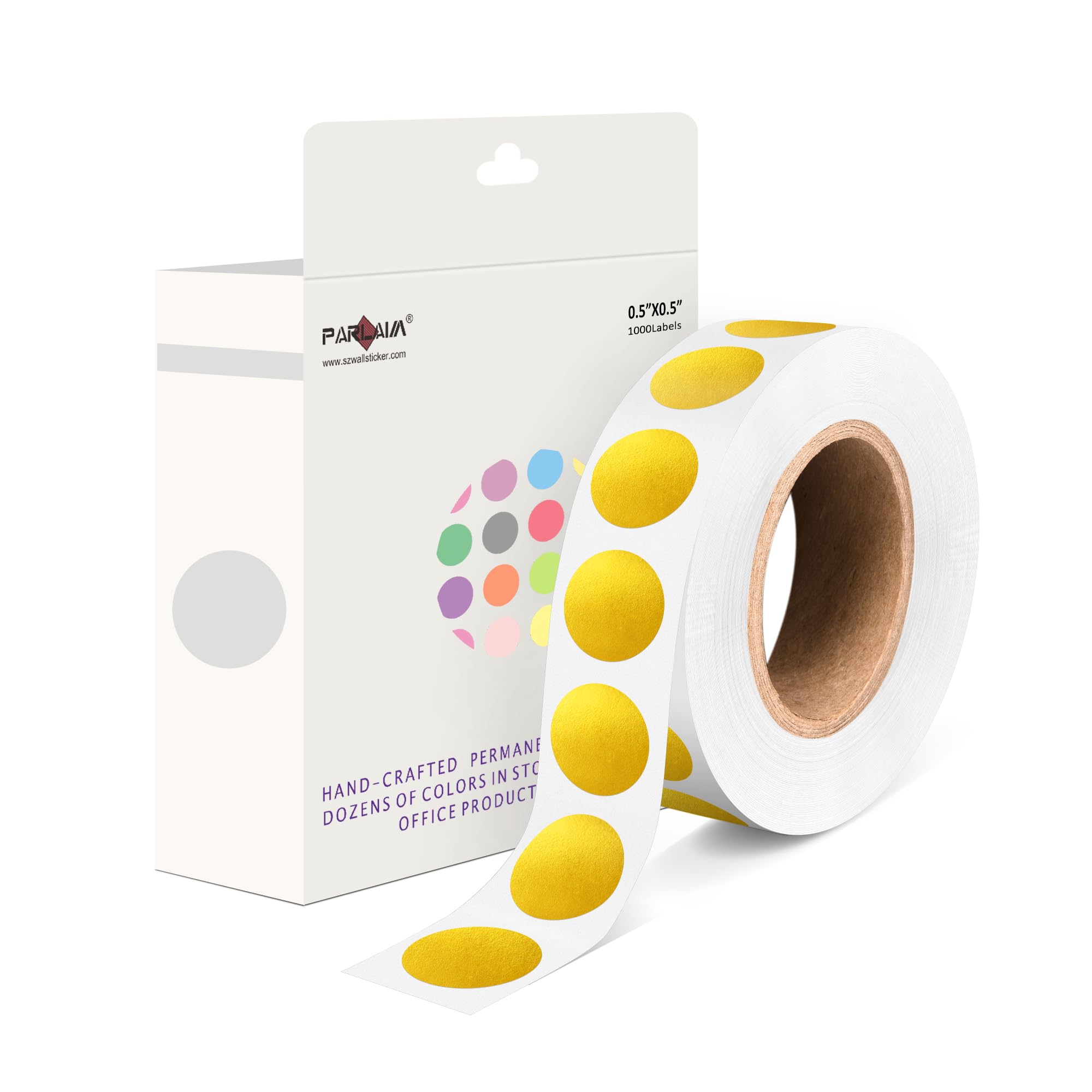 PARLAIM 1000 Pack 0.5 inch Diameter Round Dot Stickers, Gold Color-Code Circle Labels