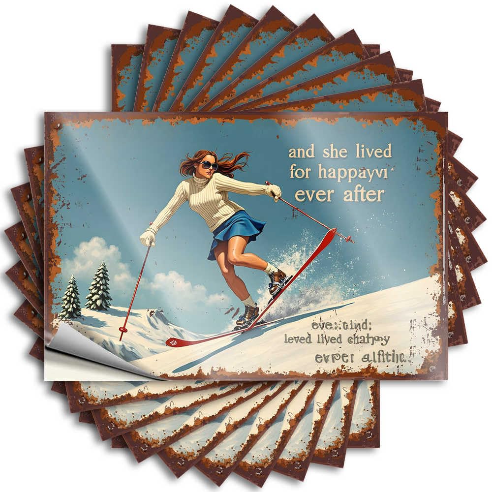 Quote Hard Cats Snowy Escapades: Skiing Bliss in A Winter Wonderland for Teacher - Lake Easy Peel Removable(6X9CM)