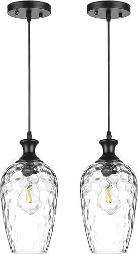 Miniatura 17 de Lámpara colgante de 3 luces, moderna lámpara de araña de níquel cepillado para comedor sobre mesa con vidrio martillado, luces colgantes de racimo