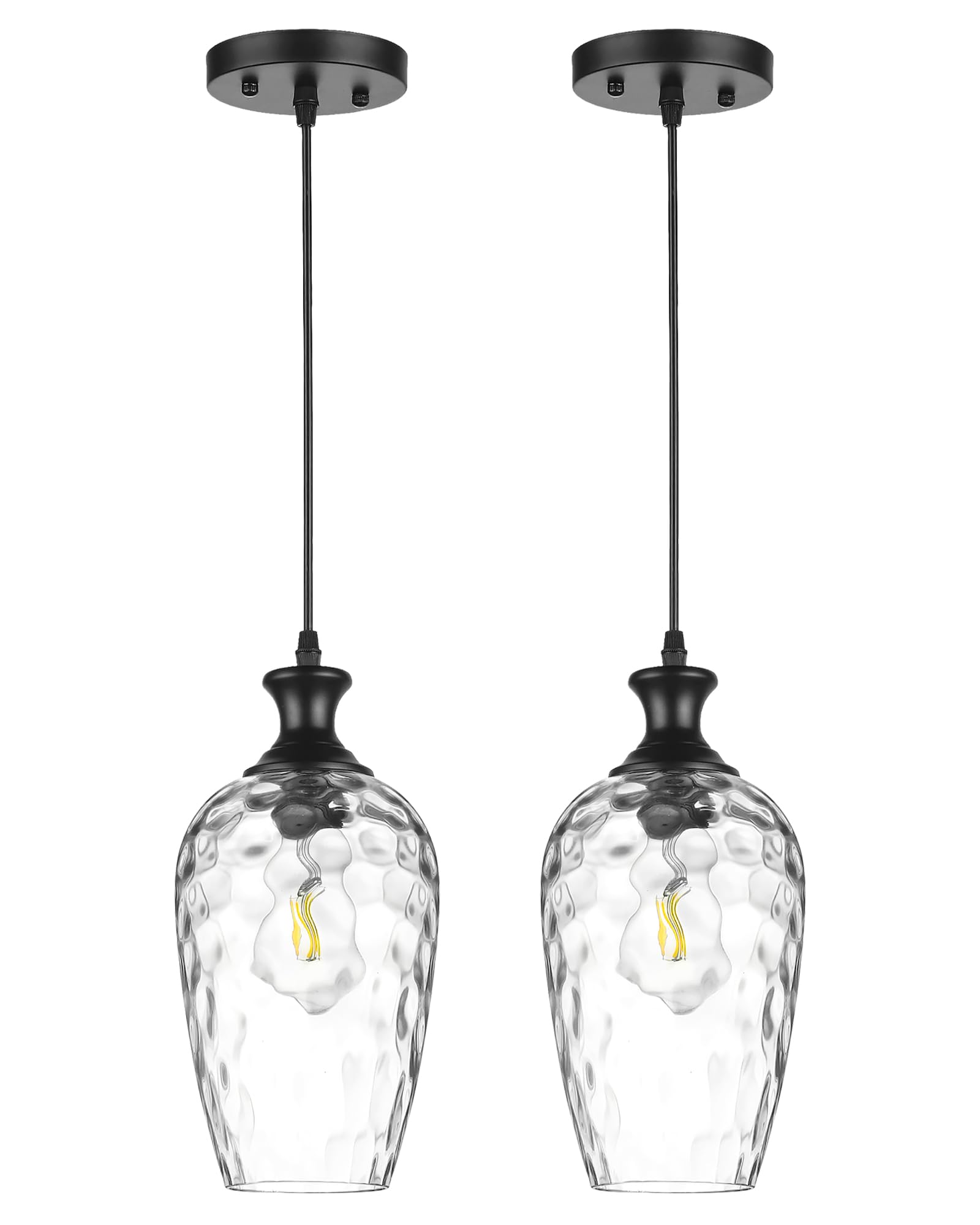 Photo 1 of SADUENFR Glass Pendant Lights Kitchen Island, Modern Black Hanging Lighting