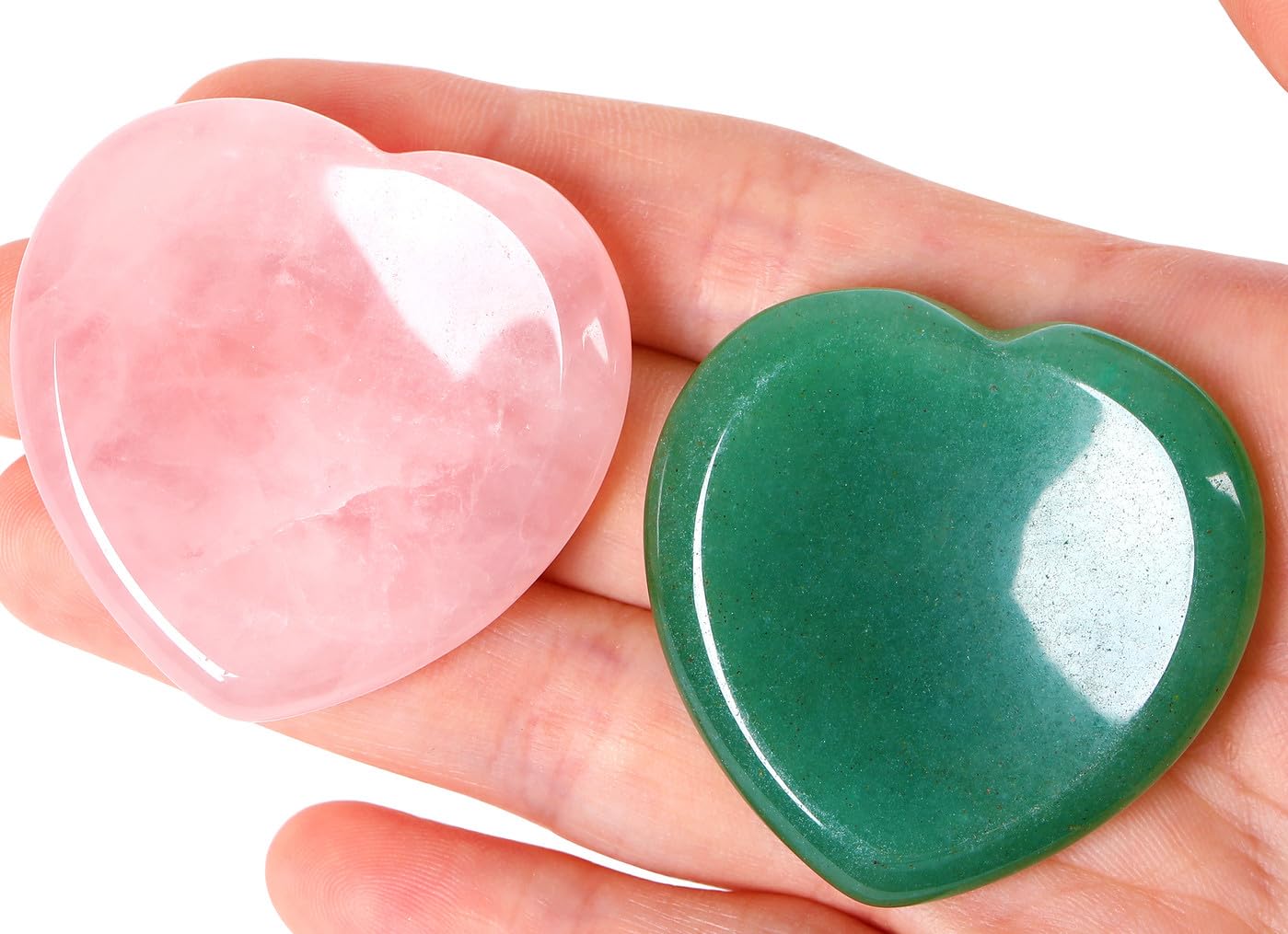 QINJIEJIE 2PCS Heart Crystal Thumb Worry Stone Set