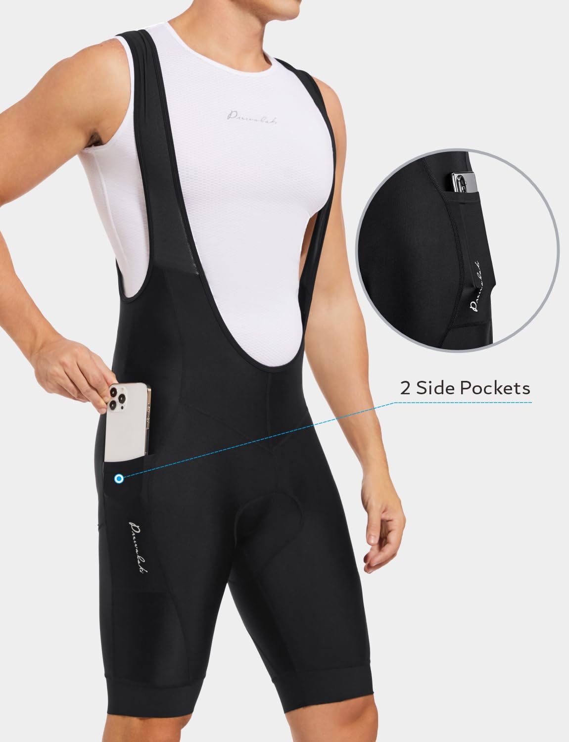 Przewalski Salopette da Ciclismo da Uomo con fondello 3D, Pantaloncini da Ciclismo con Bretelle