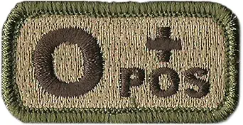 Tactical Blood Type Patches -"Type O Positive" - 2"x1"