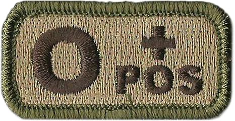Tactical Blood Type Patches -"Type O Positive" - 2"x1"