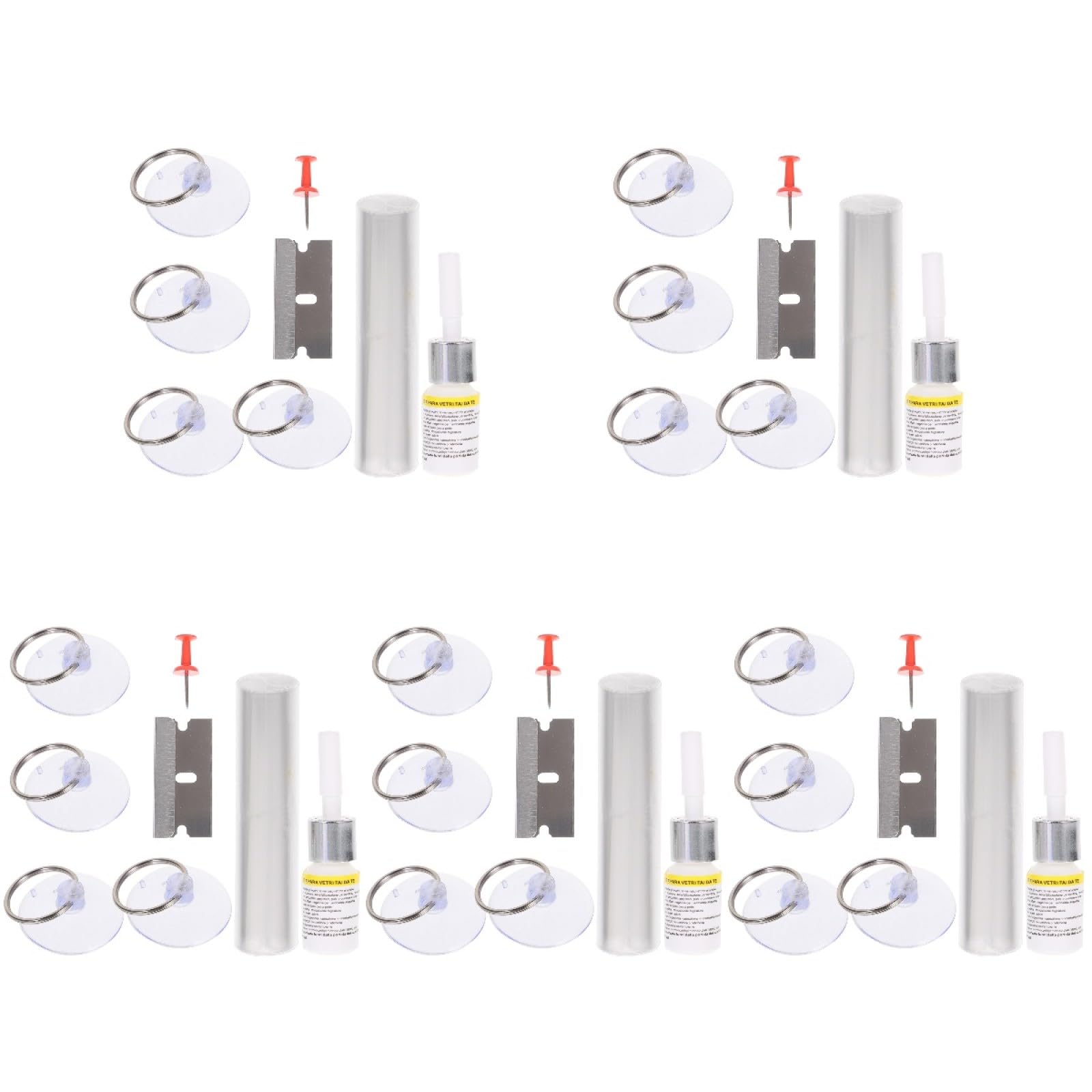 Amosfun 5 Juegos Kit de Reparación de Grietas para Parabrisas Reparador de Arañazos de Vidrio para Automóviles Efectiva y Práctica para Daños Ventanas de Coche