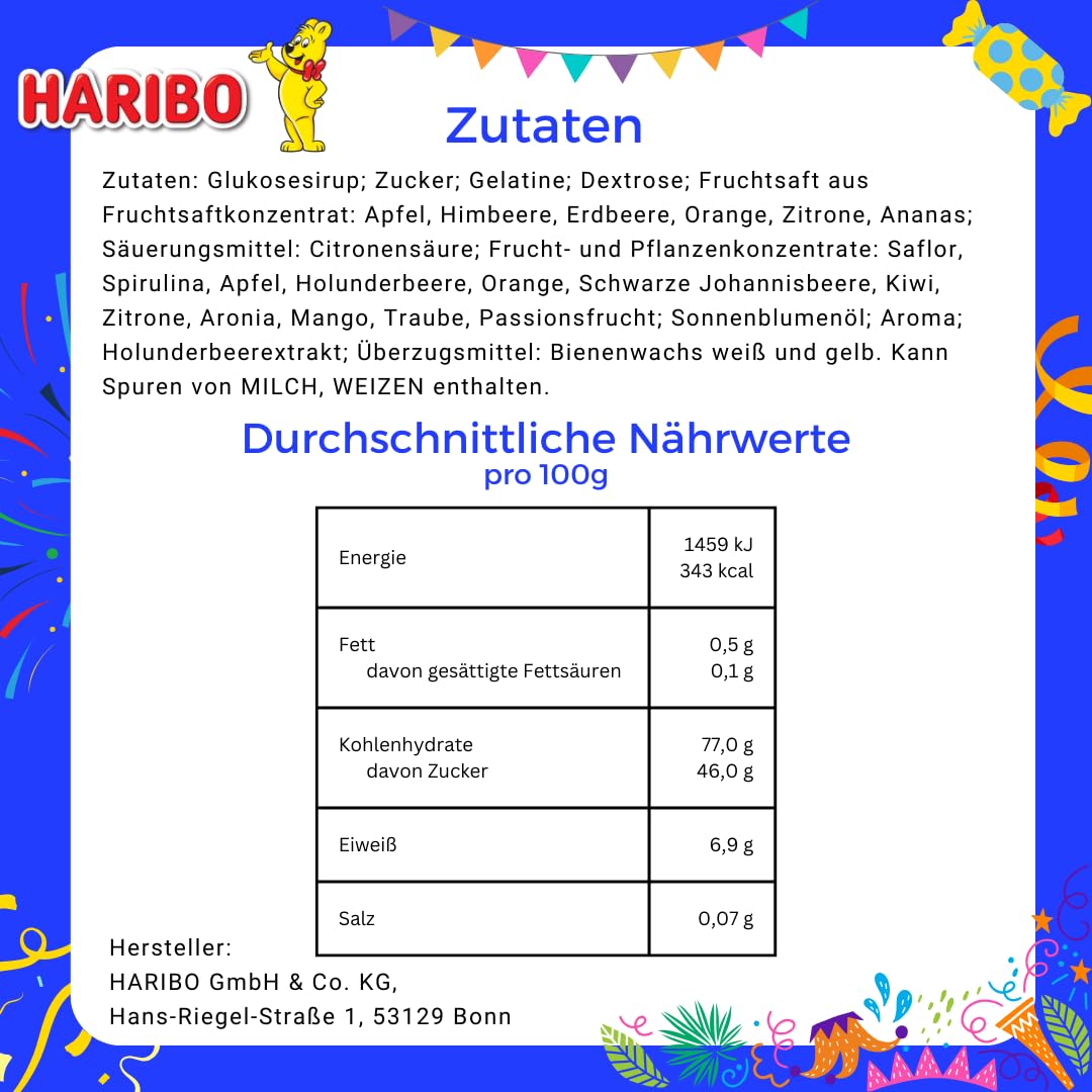 Haribo Wurfmaterial für Karneval und Fasching - 1er Pack, (1x10kg) - Minibeutel einzeln verpackt - Gummibärchen Mix