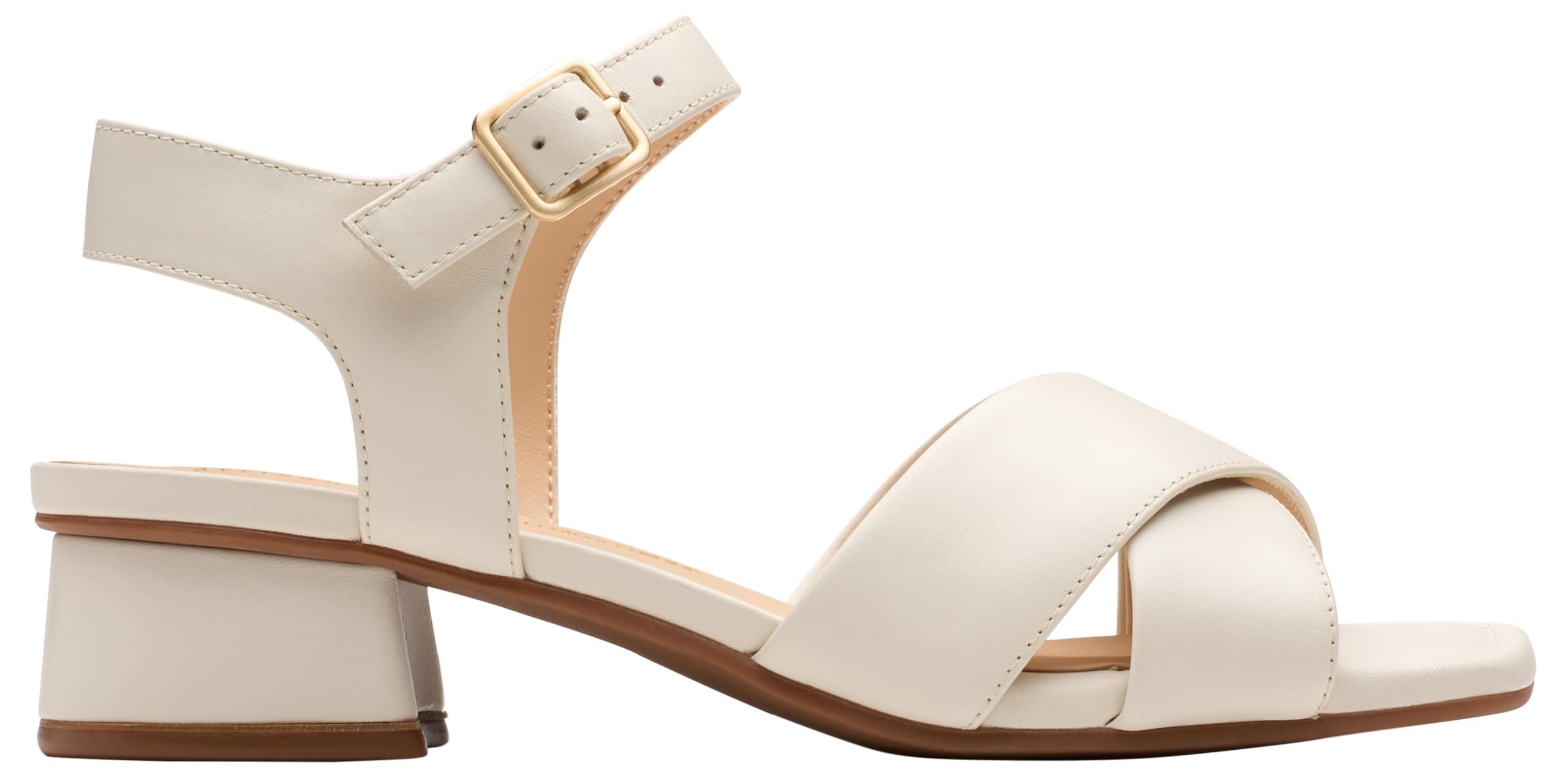 Clarks Women's Serina35 Cross Sandal, Cream Leather, 5 UK
