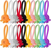 Vista 8 de Bridas magnéticas para cables, organizador de cables de datos actualizado 2026, organizador de cables elásticos multiusos reutilizable de silicona