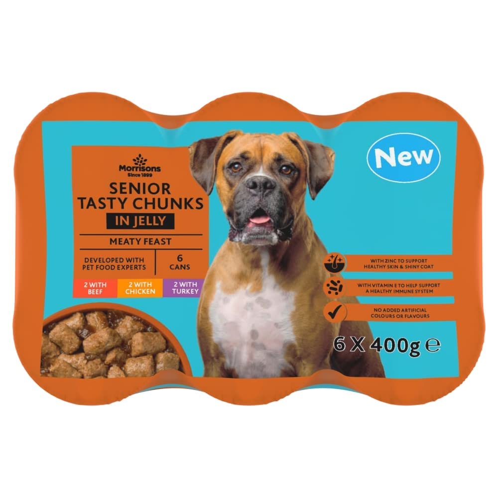 Morrisons Senior Dog Food Meat Chunks In Jelly, 6 x 400g