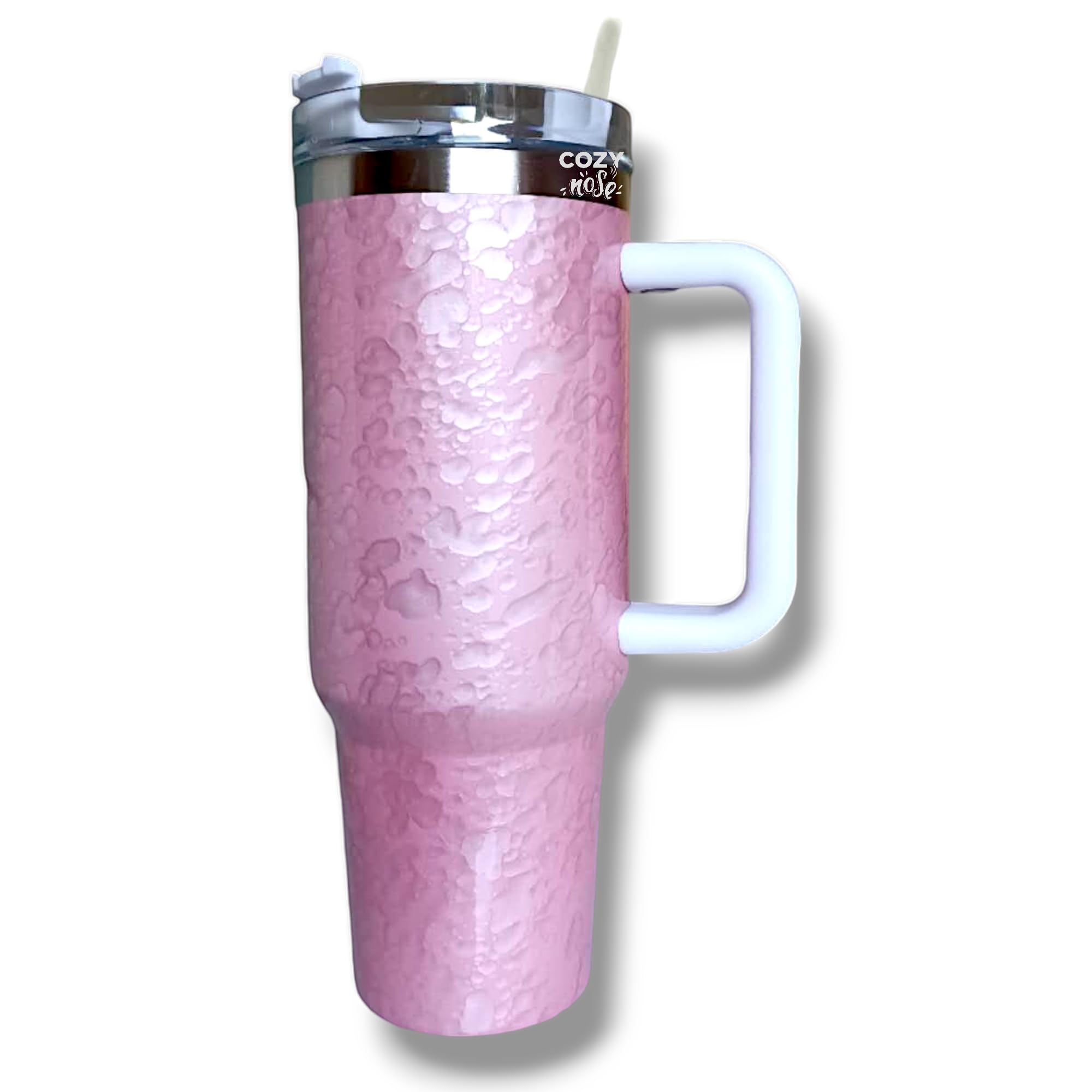 COZY nose - 1200 ml Stainless Steel Double Insulated Tumbler with Lid & Straw, Keeps Beverages Hot & Cold, Fits Cup Holders, Ideal for Water, Coffee, Tea for Home, Office, Gym, Travel (Cloudy Pink)