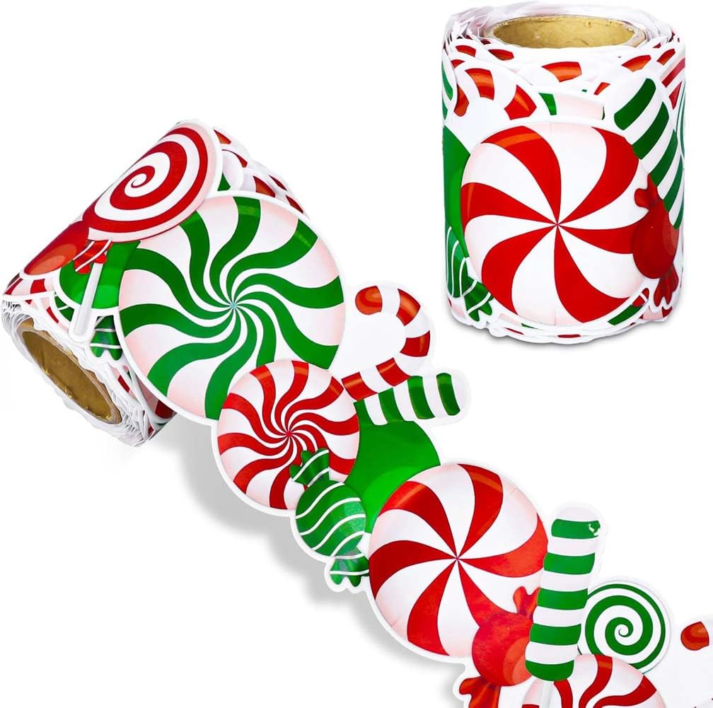 Christmas Bulletin Board Border Decorations 7cm *10M Xmas Border/Trim Stickers - Holiday Decorative Border Stickers for Classroom Chalkboard/Blackboard, Office or Winter Part (Christmas Candy)