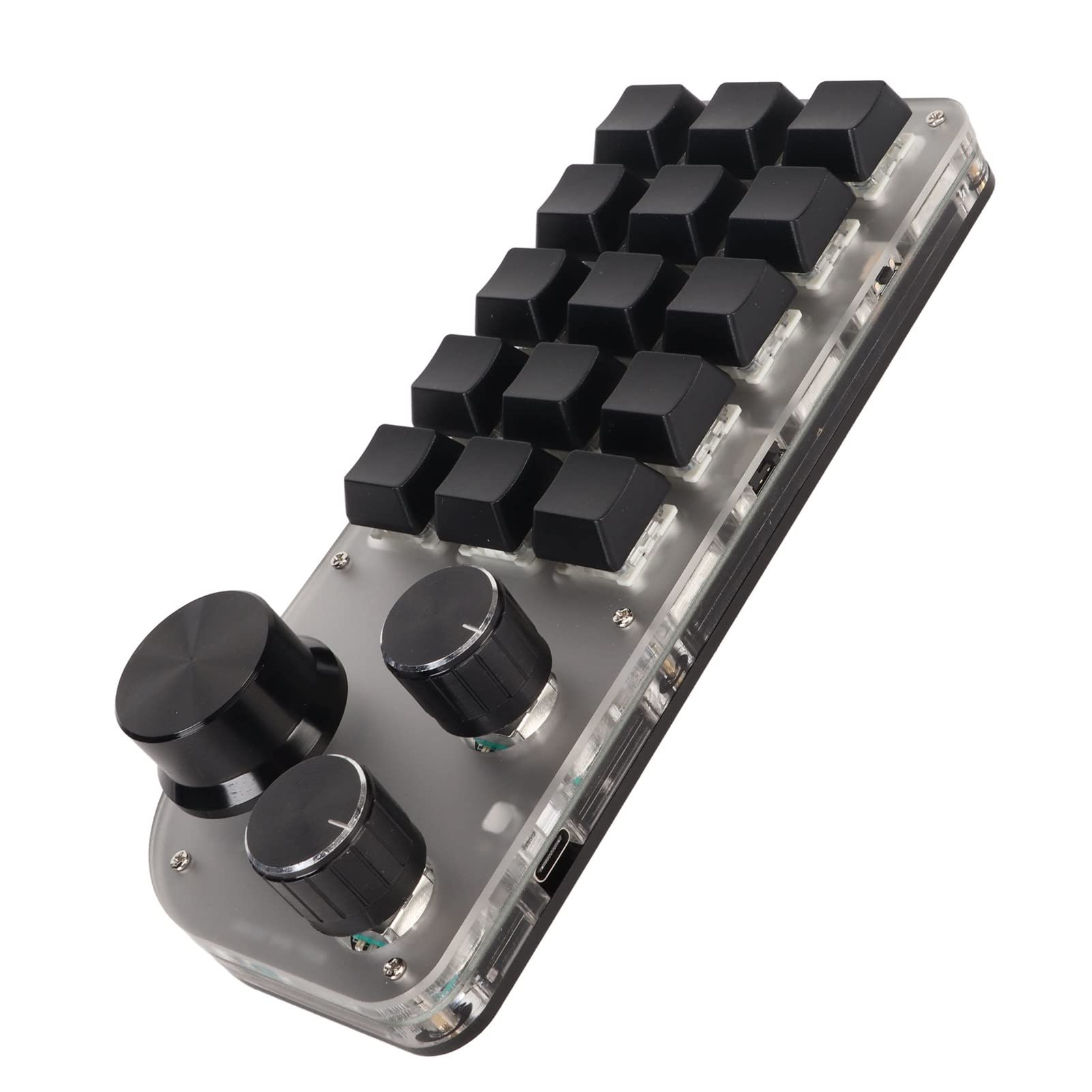 Alomejor Mini Tastiera USB Meccanica Wireless a 15 Tasti con Manopole per Musica da Gioco e Ufficio in Acrilico Bianco