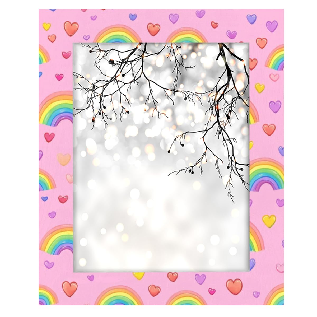 Bilderrahmen mit buntem Herz-Regenbogen, Holz-Foto-Showcaser, Heimdekoration, Fotocollage-Rahmen für Wand und Schreibtisch, 27,9 x 35,6 cm