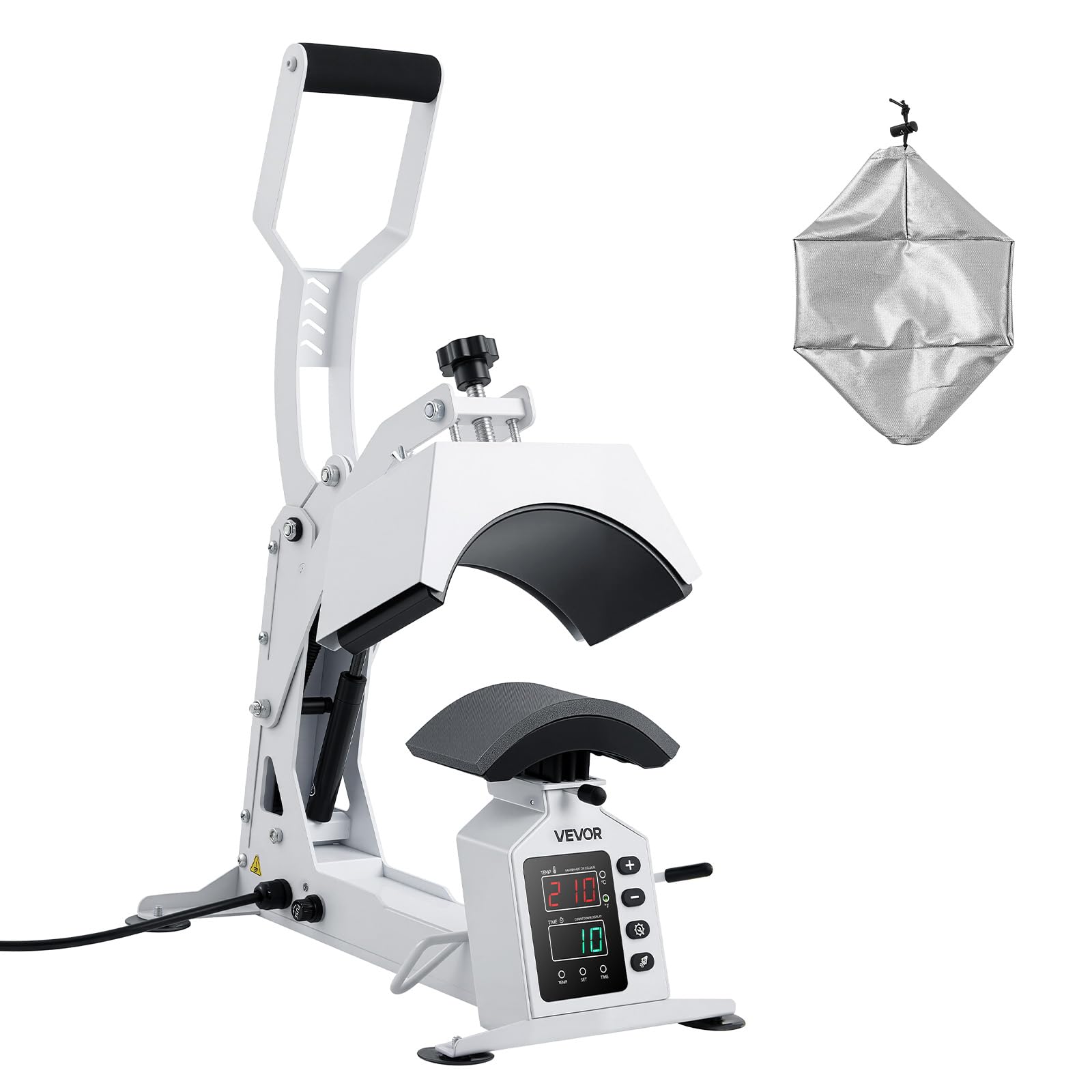 VEVOR Pressa a Caldo per Cappelli, Pressa per Trasferimento Termico di Cappelli 580 W Fai-da-Te Piastra Riscaldante 215 x 100 mm per Pressa Termica, Macchina per Pressatura Caldo Controllo LED