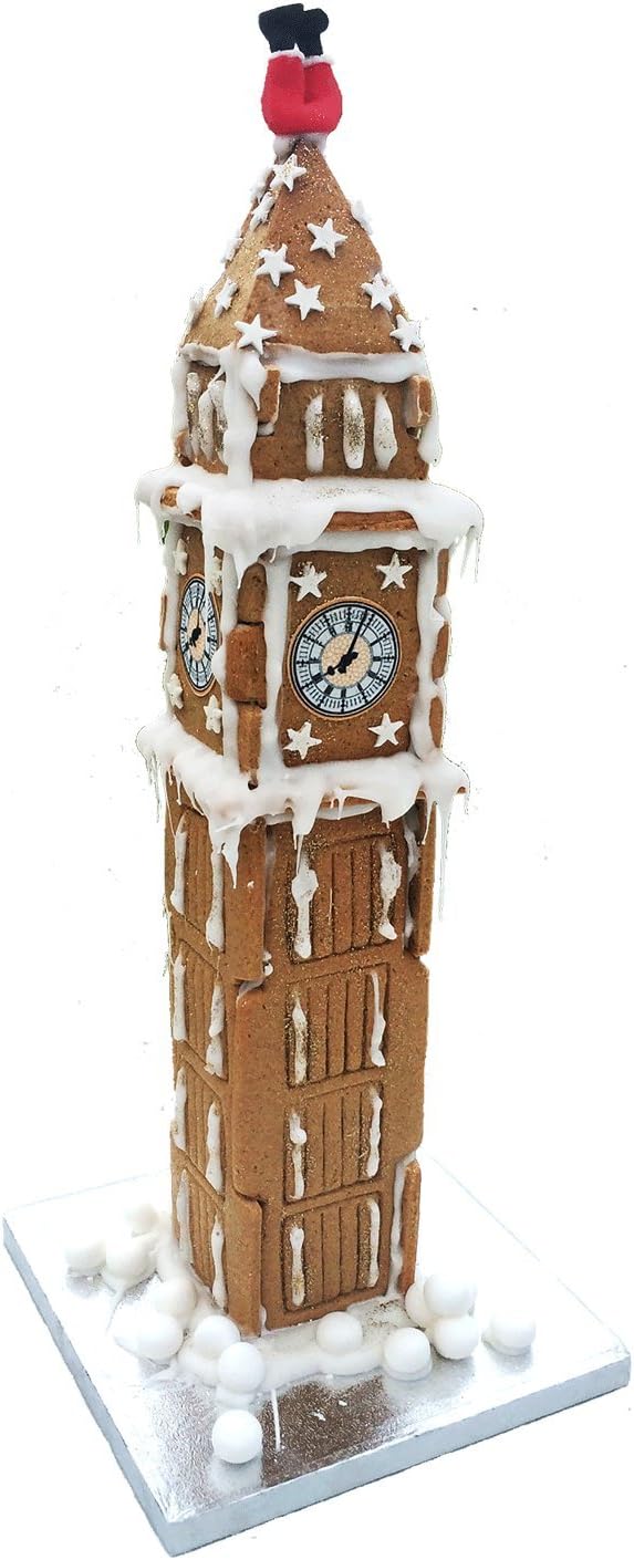 Santa's Stuck on Big Ben Gingerbread or Chocolate Biscuit Large House Kit (Gingerbread)