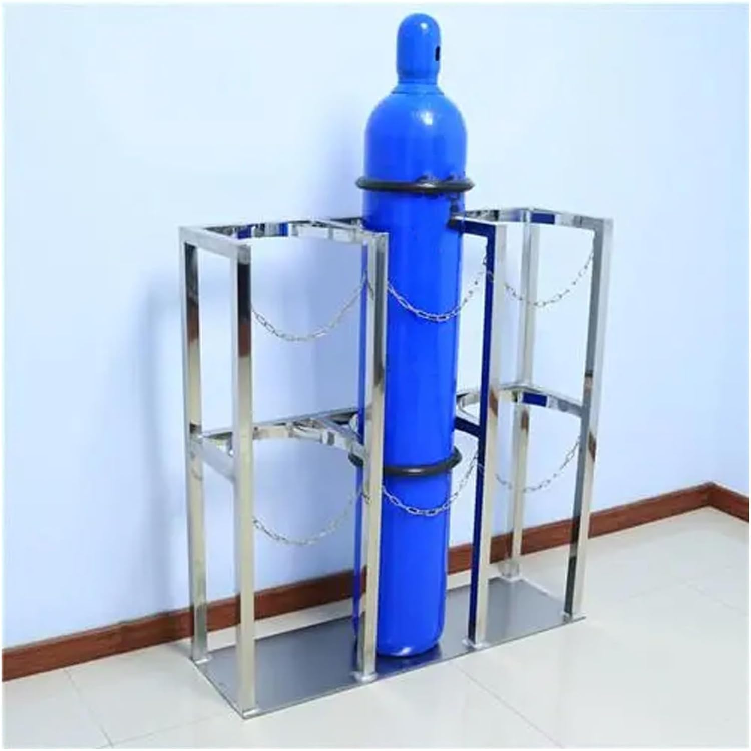 GLJTUO 304 Stainless Steel Oxygen Tank Stand, 8-10L Gas Cylinder Storage Rack for Home/Workshop, Durable Cylinder Holder for Corporate Use, Dimensions: 33.9"x11.8"x23.6",2-26 x 11.8 x 23.6 in