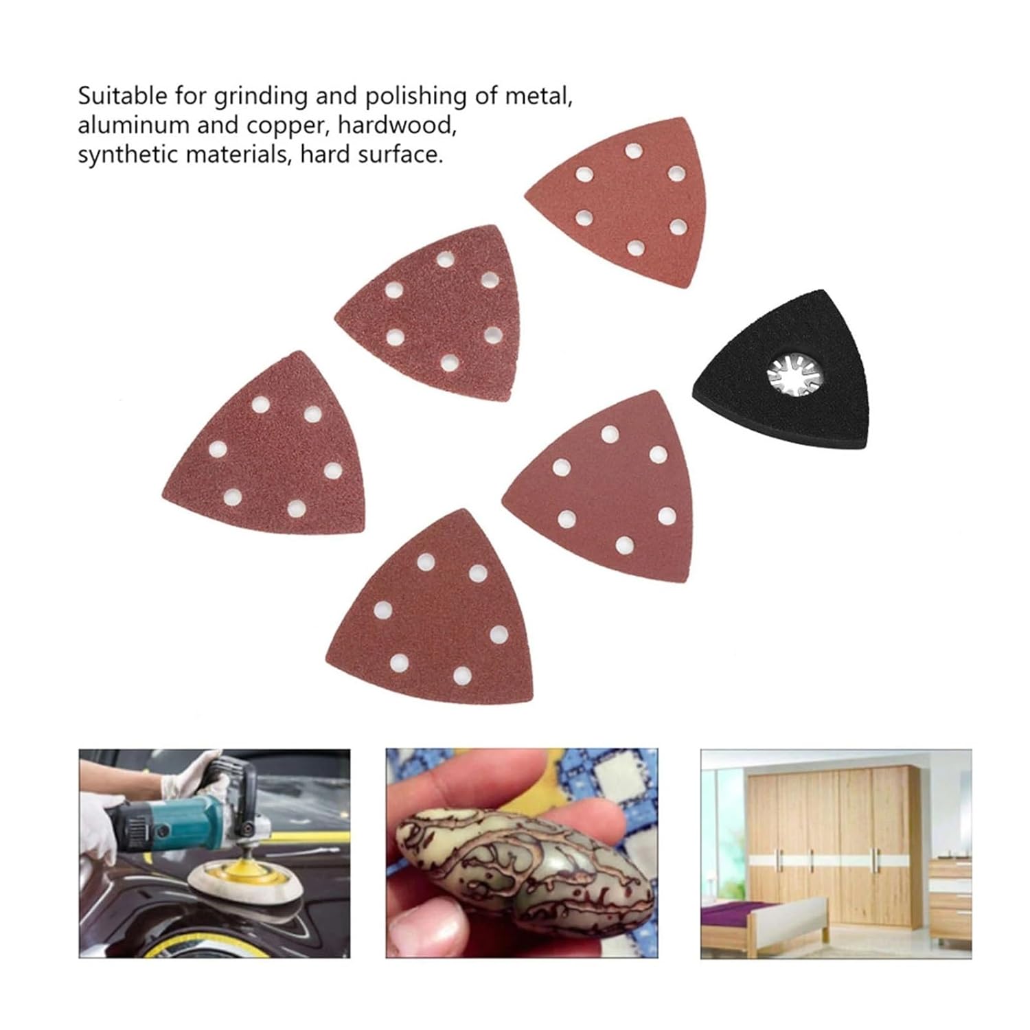 Sanding Discs Pad, 100pcs 90mm Sandpaper Sheet+1pc 80mm Triangular Sand Pad Abrasive