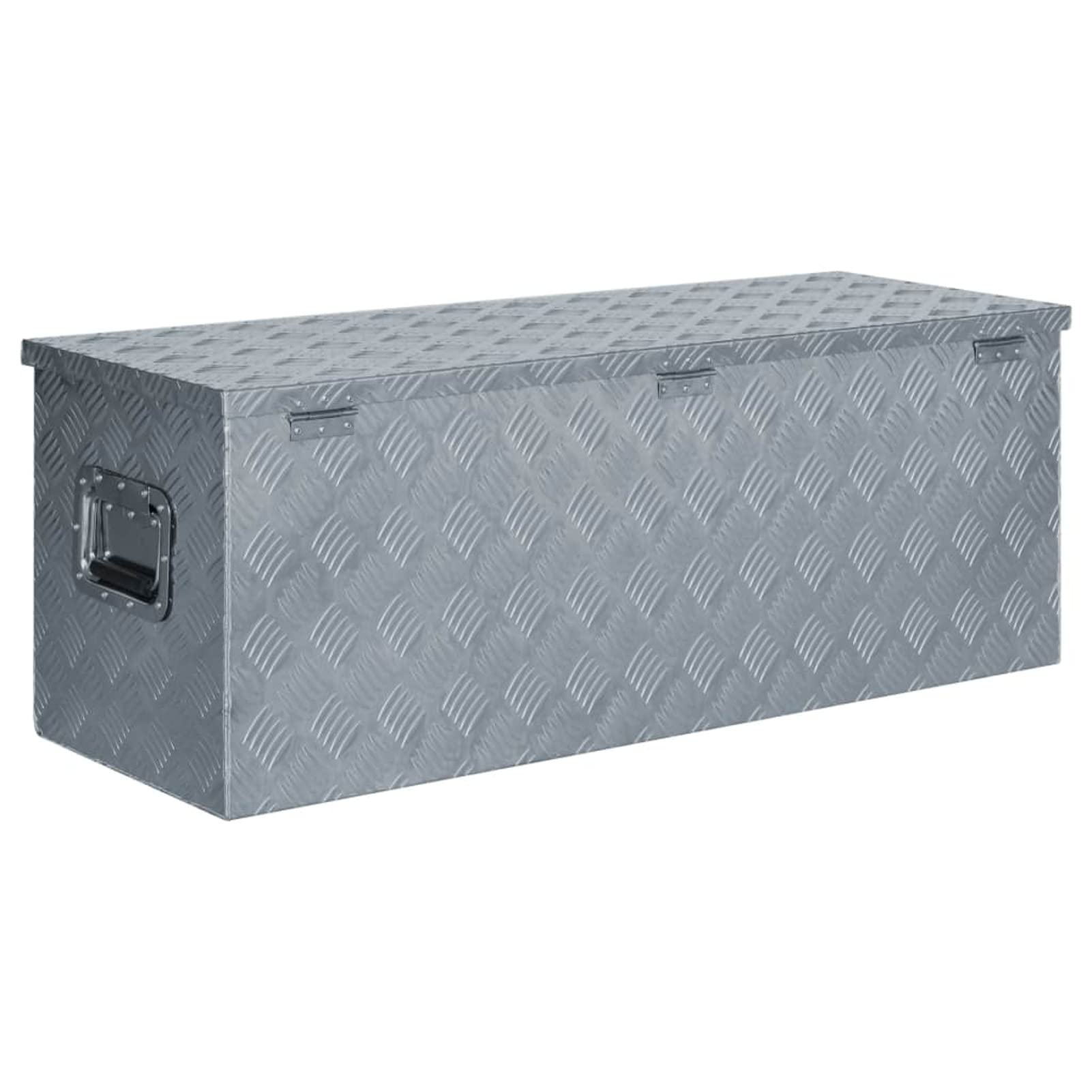 Kavolet Aluminiumkiste, Aluminium Werkzeugbox 110,5×38,5×40 cm, Transportbox Werkzeugkoffer Werkzeugkiste Werkzeugbox Alukiste Kiste Alubox, abschließbar, Silbern