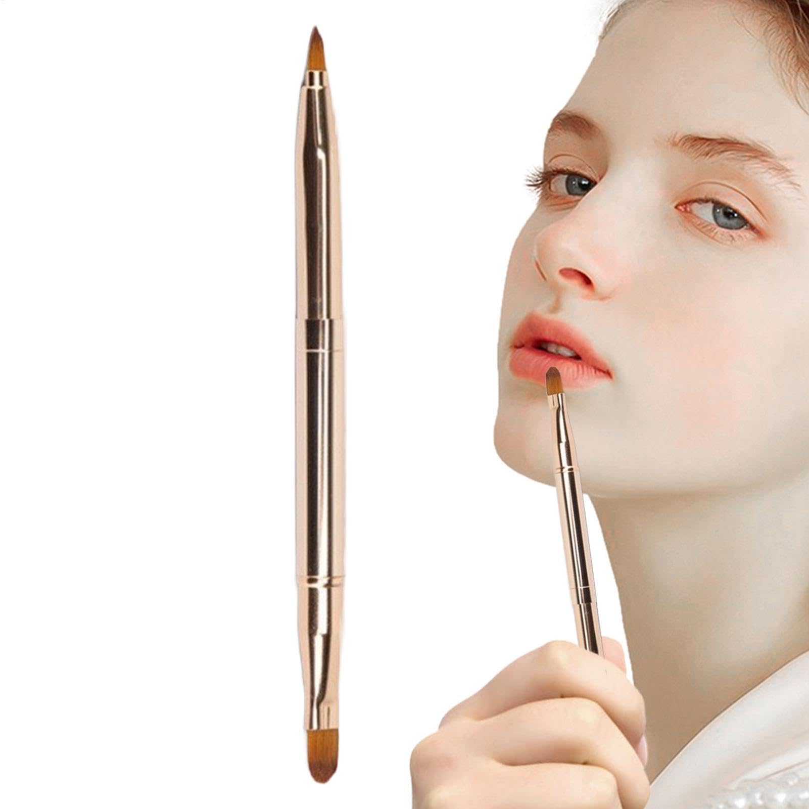 Pennello per labbra a doppia estremità, applicatore retrattile per trucco, labbra e rossetto, strumento di miscelazione con tappo per lucida, ombretto, pennello cosmetico multiuso per kit