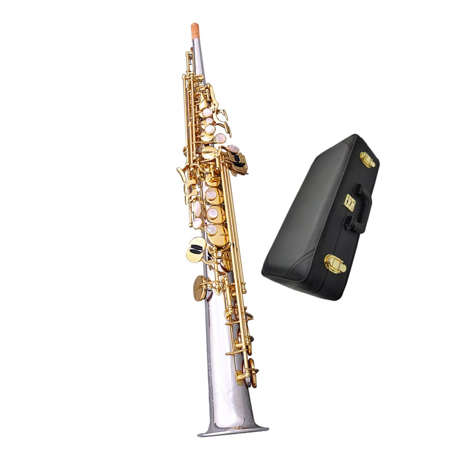 Saxofón Profesional Saxofón Níquel Plateado Oro Llave con Estuche Sax Boquilla Cañas Cuello Saxofón