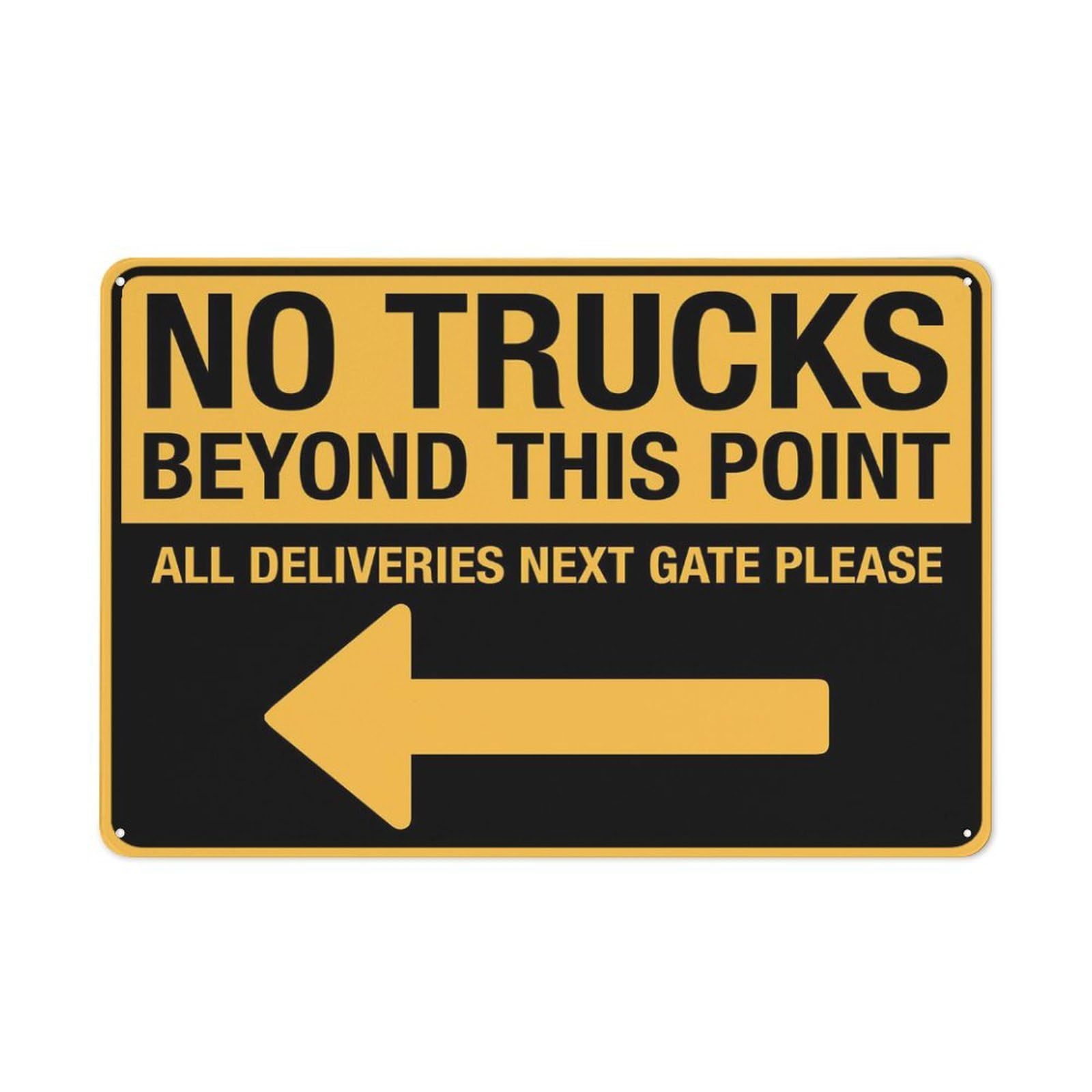 No Trucks Beyond This Point (Left Arrow) Sign For House 12"" X 8"" Yard Sign, Premium Aluminum, Sun-Proof, Rust-Free