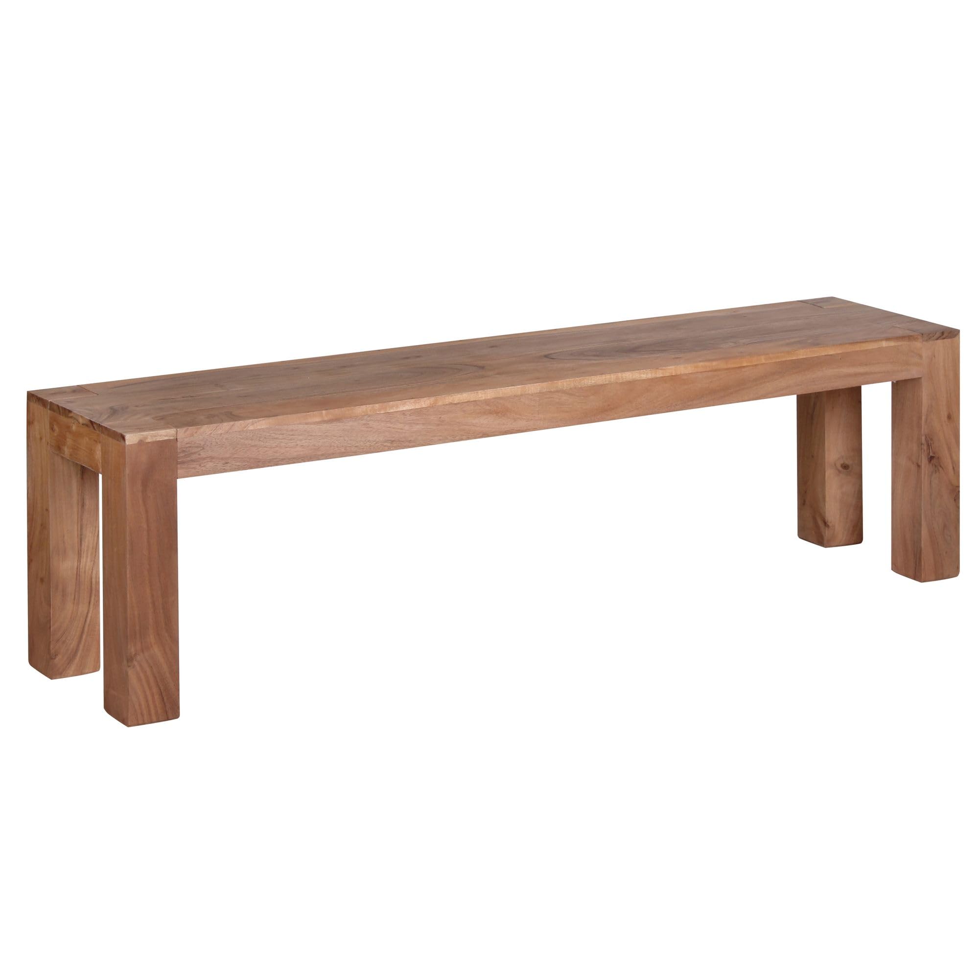 WOHNLING zitbank Massief houten Acacia 120 x 45 x 35 cm houten bank natuurlijk product keuken bank in landelijke stijl