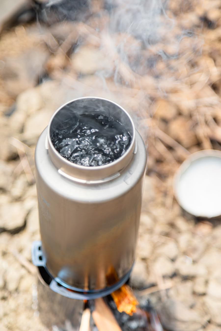 Keith Titanium Ti3070 Nesting Camp Set - Ultralight Plastic-Free Titanium Bottle, Mug & Wood Stove with Canvas Carry Bag - Durable, Portable, and Eco-Friendly for Camping, Hiking & Outdoor Adventures