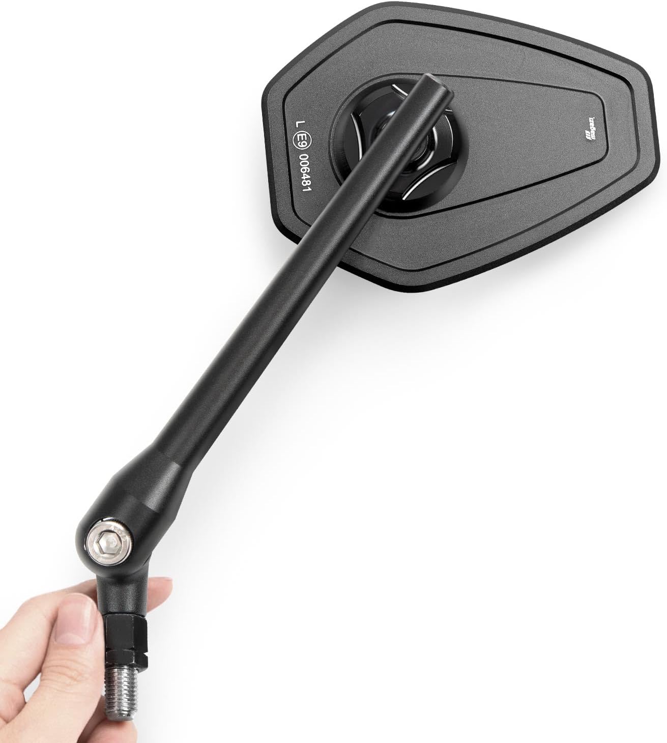 KiWAV Blok Black Motorcycle Rear View Side Mirror 8mm 1.25 pitch Reverse Thread Compatible for Yamaha Ducati Scooter Moped Sold as 1 Piece