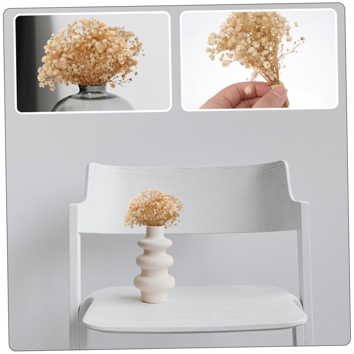 PRETYZOOM 2pièces Bouquets De Fleurs Séchées De Gypsophile De Décorations Naturelles pour Arrangements Floraux pour Décoration De Table Et Intérieur Bouquets De Mariage Et Bricolage
