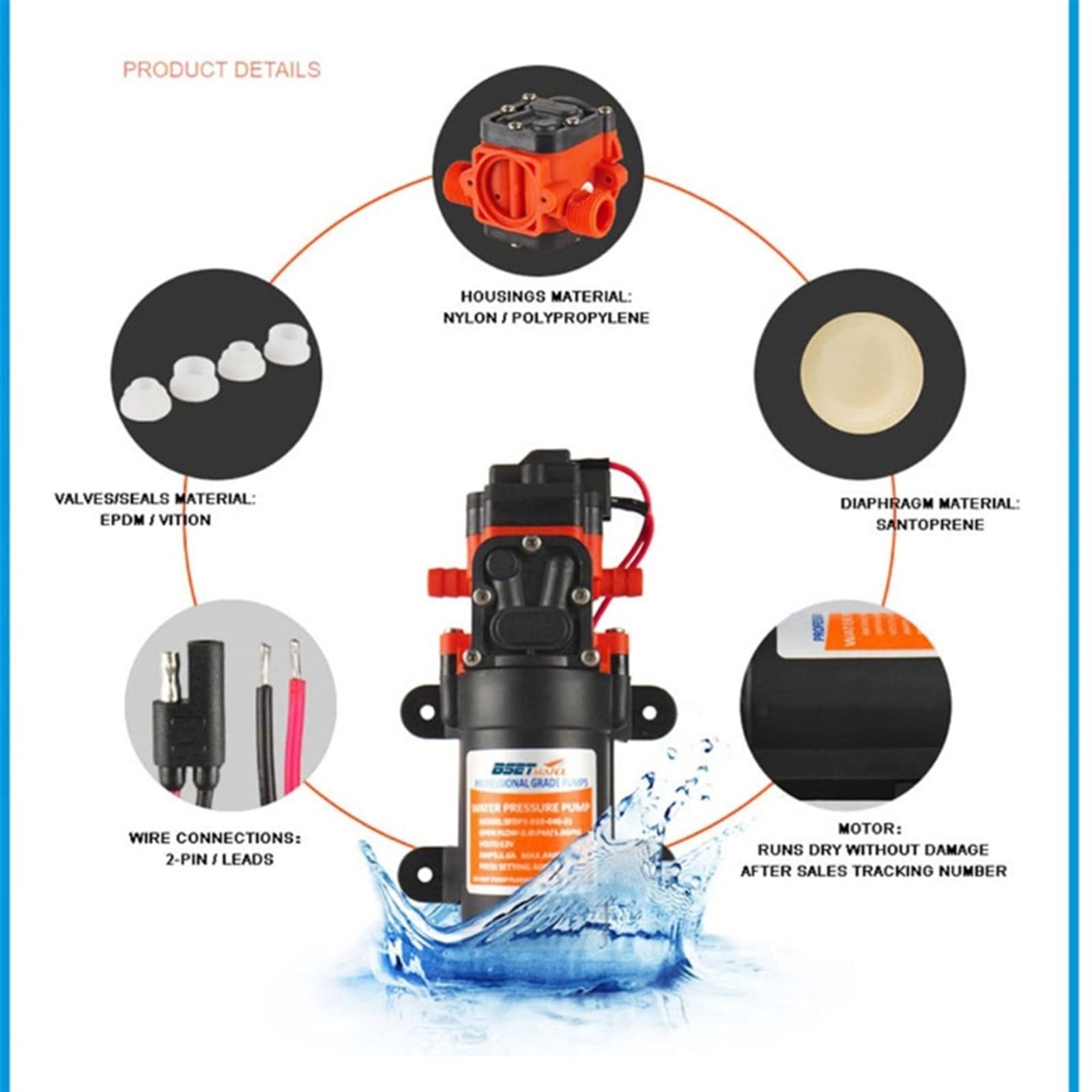Bomba Sumergible pequeña Ajustable Bomba de Agua de diafragma Marino de 12 V Accesorios de Botes de Bote de Bote Duchas Boderas Motor de Transferencia de Agua for RV Caravana