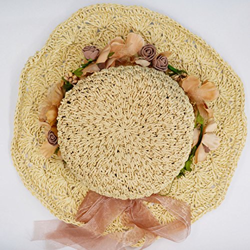 Sombrero de paja para mujer plegable con ala ancha miniatura 4