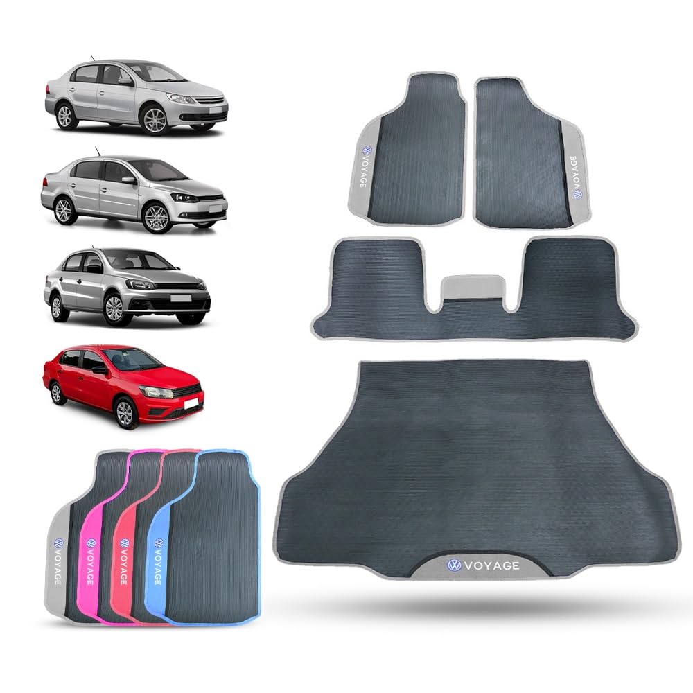 Tapete Automotivo Voyage G5 G6 G7 G8 Borracha 3 Peças com Protetor Porta Malas