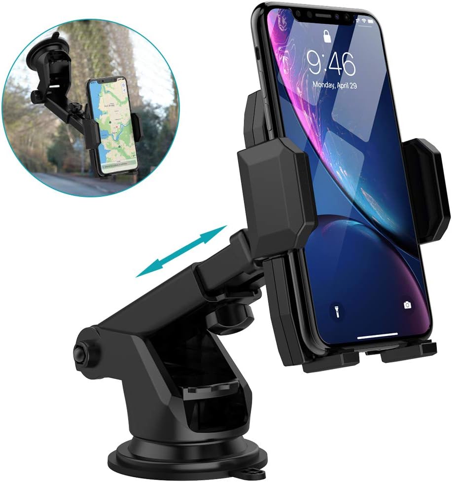 Avolare Car Phone Holder, Universal Windshield Dashboard CellPhone Car Holder Mount with Strong Suction Cup and Telescopic Arm for iPhone X 8 7 Se 6S 6 Samsung Galaxy S9 S8 HTC Nokia LG and More
