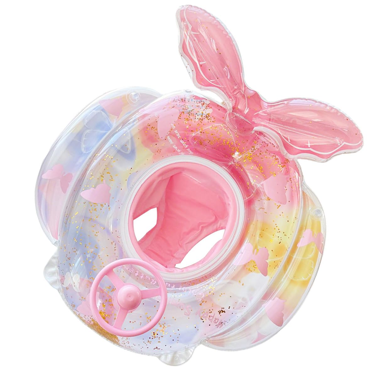 WFKKMEQ Mermaid Swim Rings Swimming Float with Safety Seat, Inflatable Toddler Float Pool Floats Swimming Ring Swim Pools Bathing Accessories Pool Inflatable Floats Rings for Kids Water Training