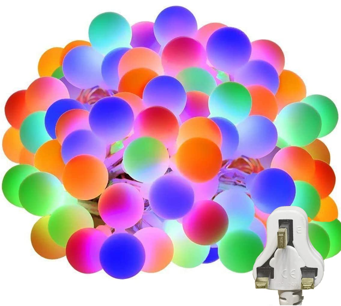 Multicolor Globe String Lights, 66FT/20M 200 Led, Indoor String Lights Mains Powered, 8 Modes Fairy Lights Plug in, Outdoor Decorative String Lights for Christmas Tree, Party, Garden, Patio, Wedding